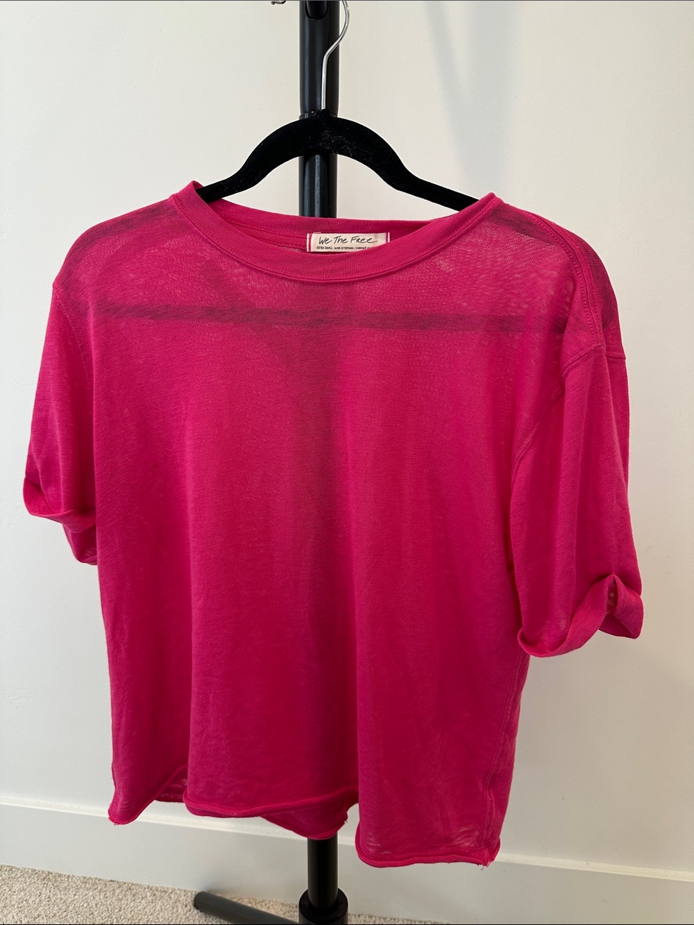 We The Free Bright Fuchsia Short Sleeve Crewneck Tee